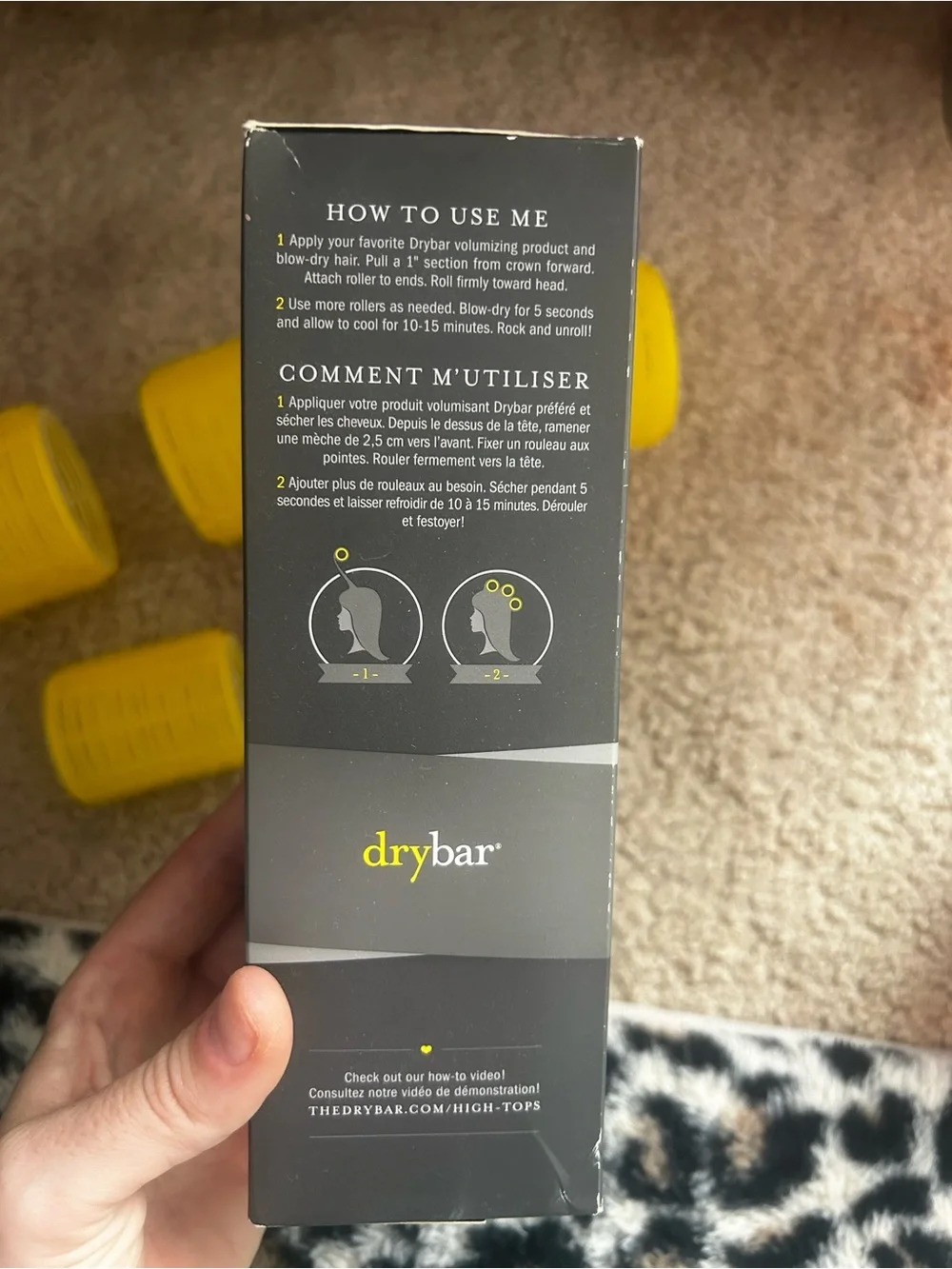 Drybar High Tops Self-Grip Rollers Set of 5 Yellow w/ Box